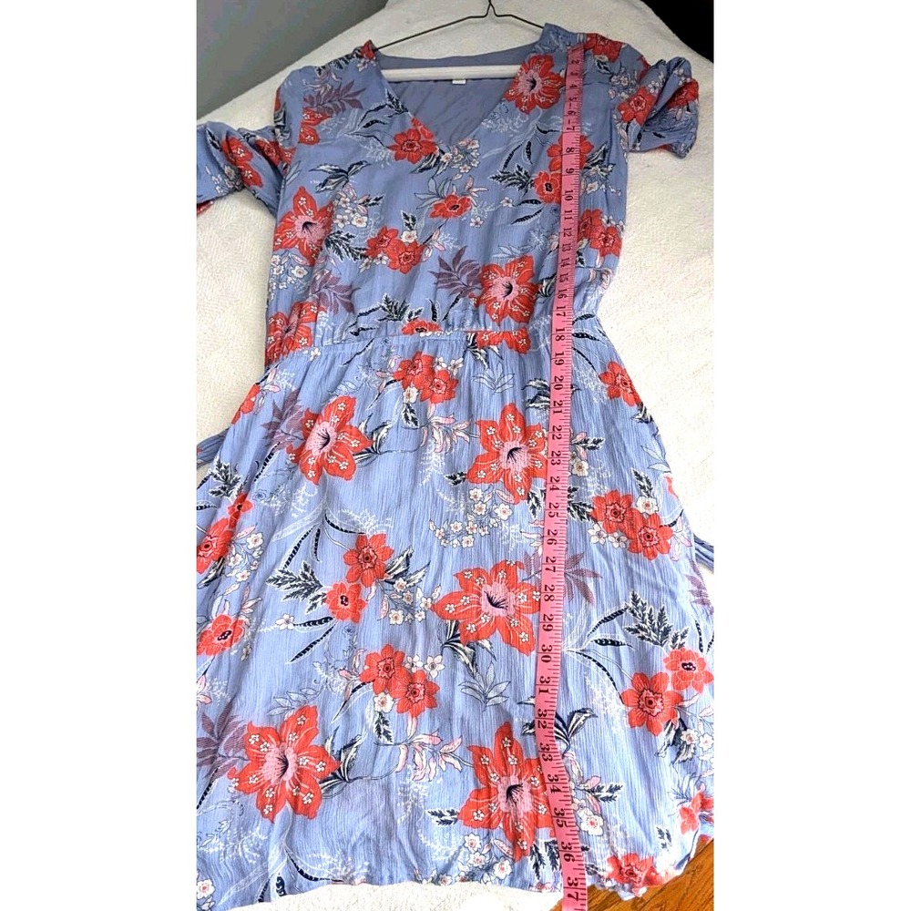 J. Jill Medium Lilac Knee Length Dress With Pink Floral, Cottagecore, Boho - Picture 4 of 7